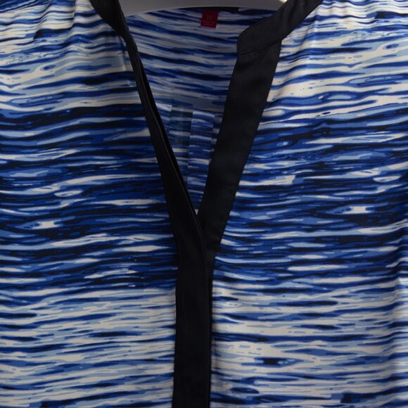 Vince Camuto Womens Sleeveless Blue Wave Print Blouse 1X - Picture 4 of 7